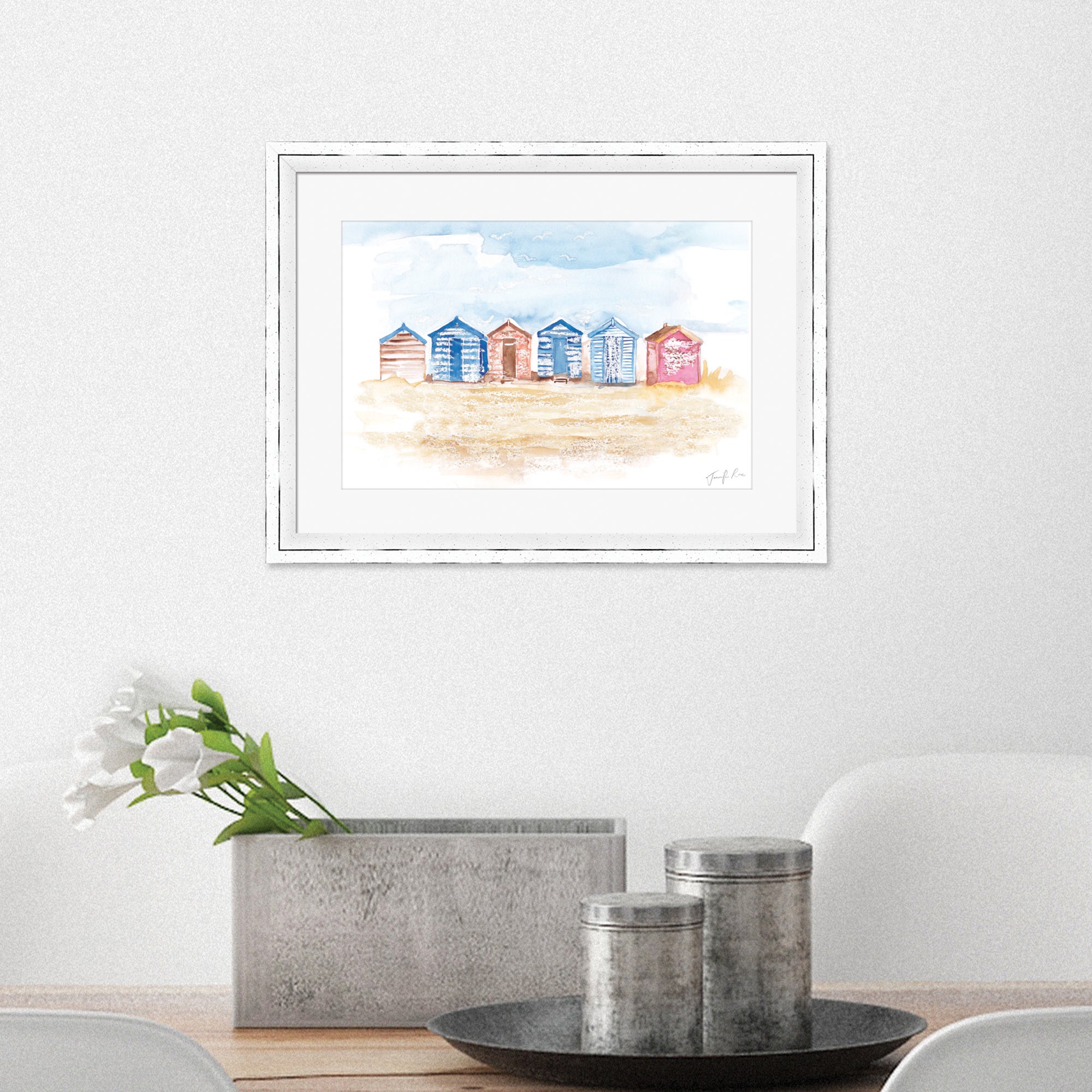 The Art Group Beach Huts Framed Print MultiColoured Price Comparisons | Compare The Build