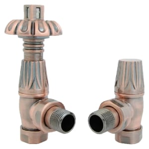 Towelrads Westminster Antique Copper Angled Thermostatic Radiator Valve & Lockshield - 129 x 67mm Price Comparisons | Compare The Build