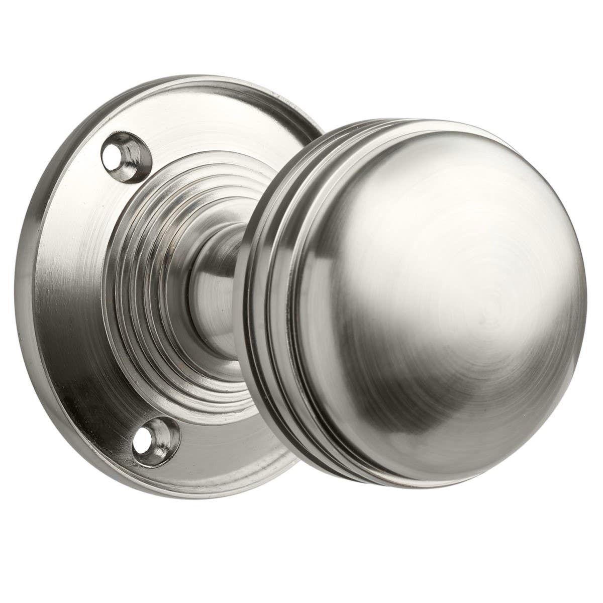 Ringed Mortice Round Door Handle Knob (Sprung) Satin Nickel - Pair Price Comparisons | Compare The Build