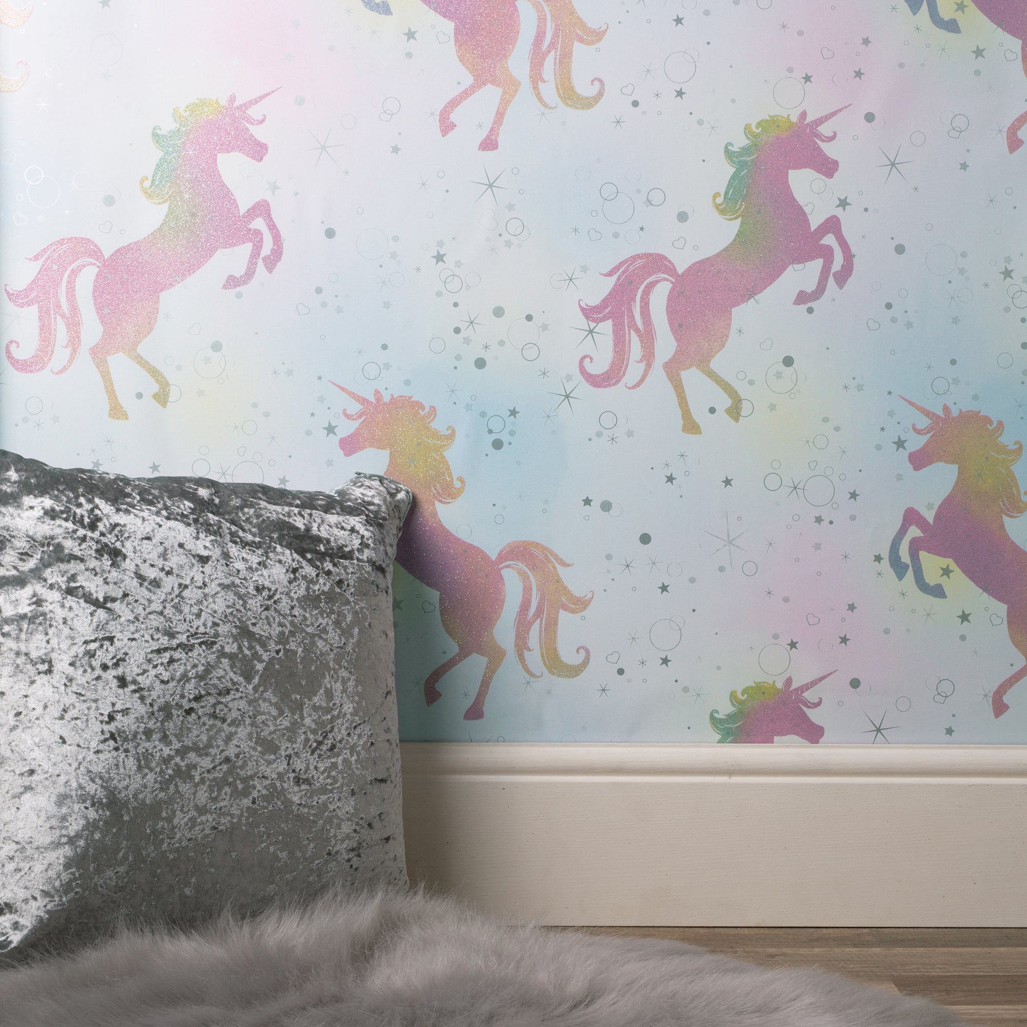 Coloroll Dancing Unicorn Pink Wallpaper Pink/Blue/Green Price Comparisons | Compare The Build