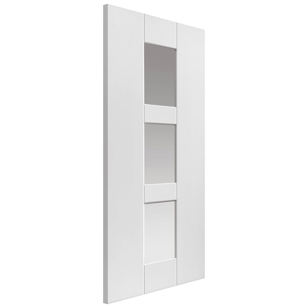 JB Kind Internal White Geo Glazed Primed 3L Clear Flat Safety Glass Door 1981mm x 838mm x 35mm (78" x 33") Price Comparisons | Compare The Build