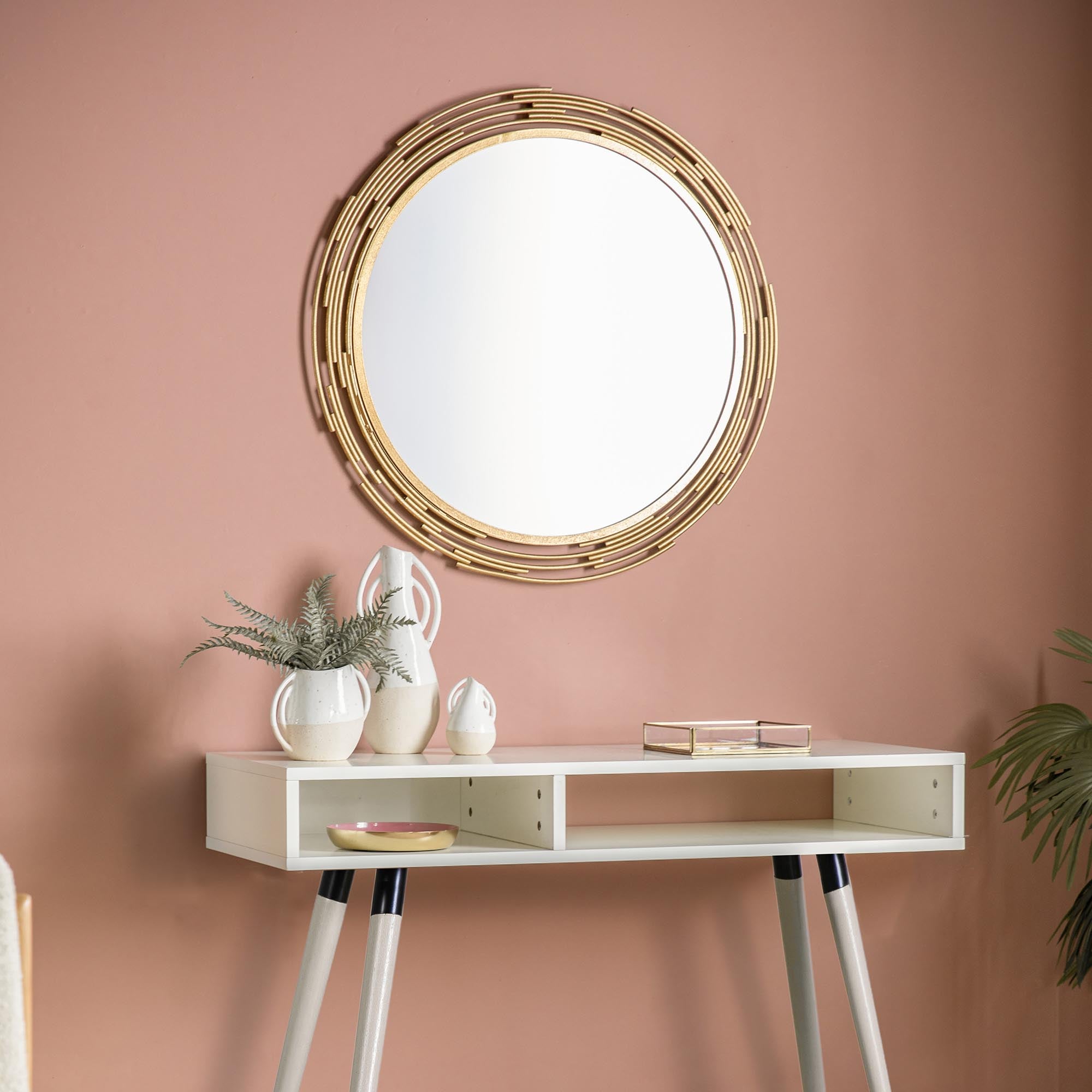 Madeira Round Wall Mirror, 80cm Gold Effect | Compare The Build