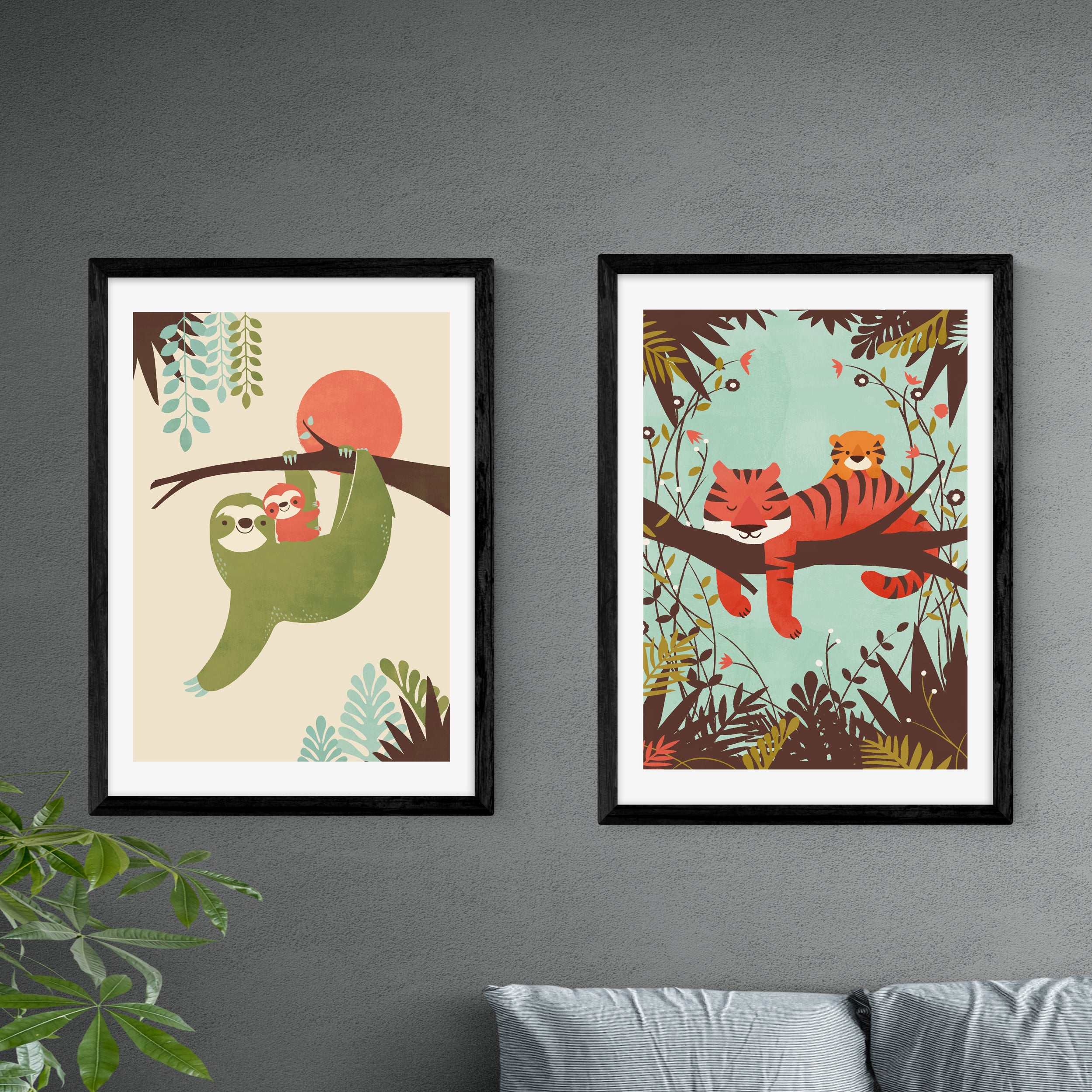 Set of 2 East End Prints Sloth & Tiger Prints MultiColoured Price Comparisons | Compare The Build