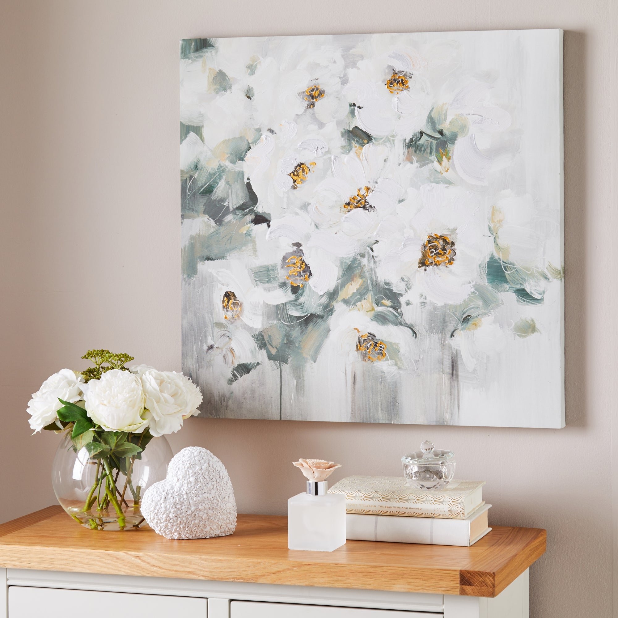 White Abstract Floral Canvas White Price Comparisons | Compare The Build