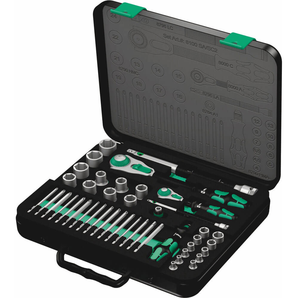 Wera 8100 SA/SC2 Zyklop 43 Piece 1/4" and 1/2" Drive Ratchet Set Combination Price Comparisons | Compare The Build