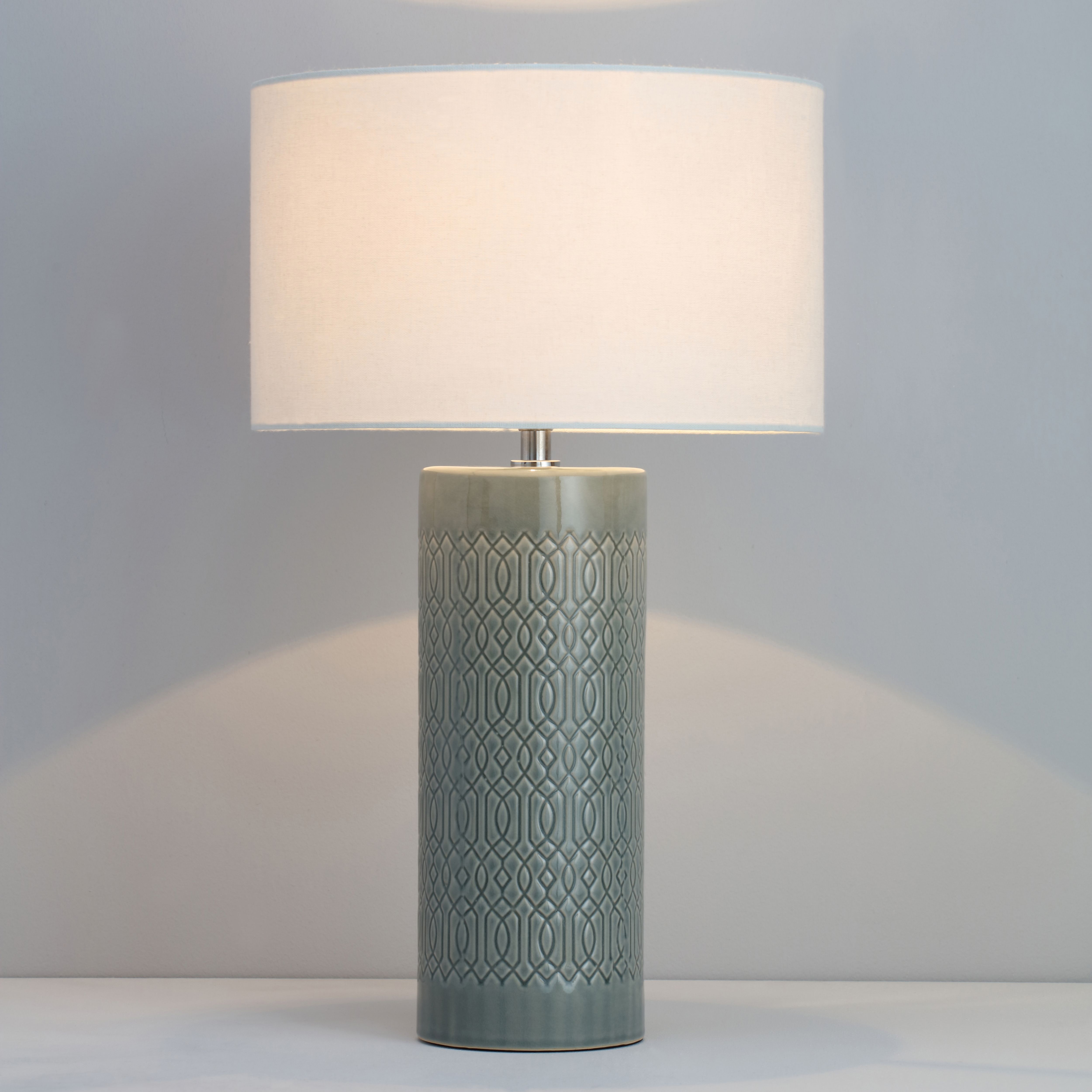 Inlight Dactyl Embossed Grey Cylinder Table Light Price Comparisons | Compare The Build