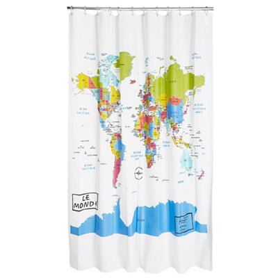 Multicolour World Map Shower Curtain (L)2000mm Price Comparisons | Compare The Build