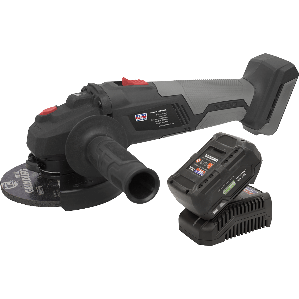 Sealey CP20VAGX 20v Cordless Brushless Angle Grinder 115mm 1 x 4ah Li-ion Charger Bag Price Comparisons | Compare The Build