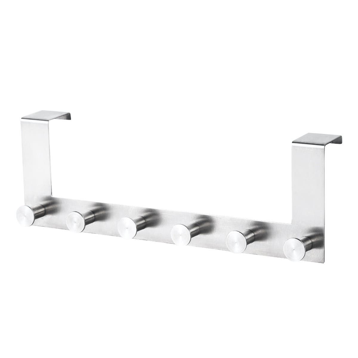 6 Robe Hooks Over the Door Rail - Satin Stainless Steel - Decorails Price Comparisons | Compare The Build