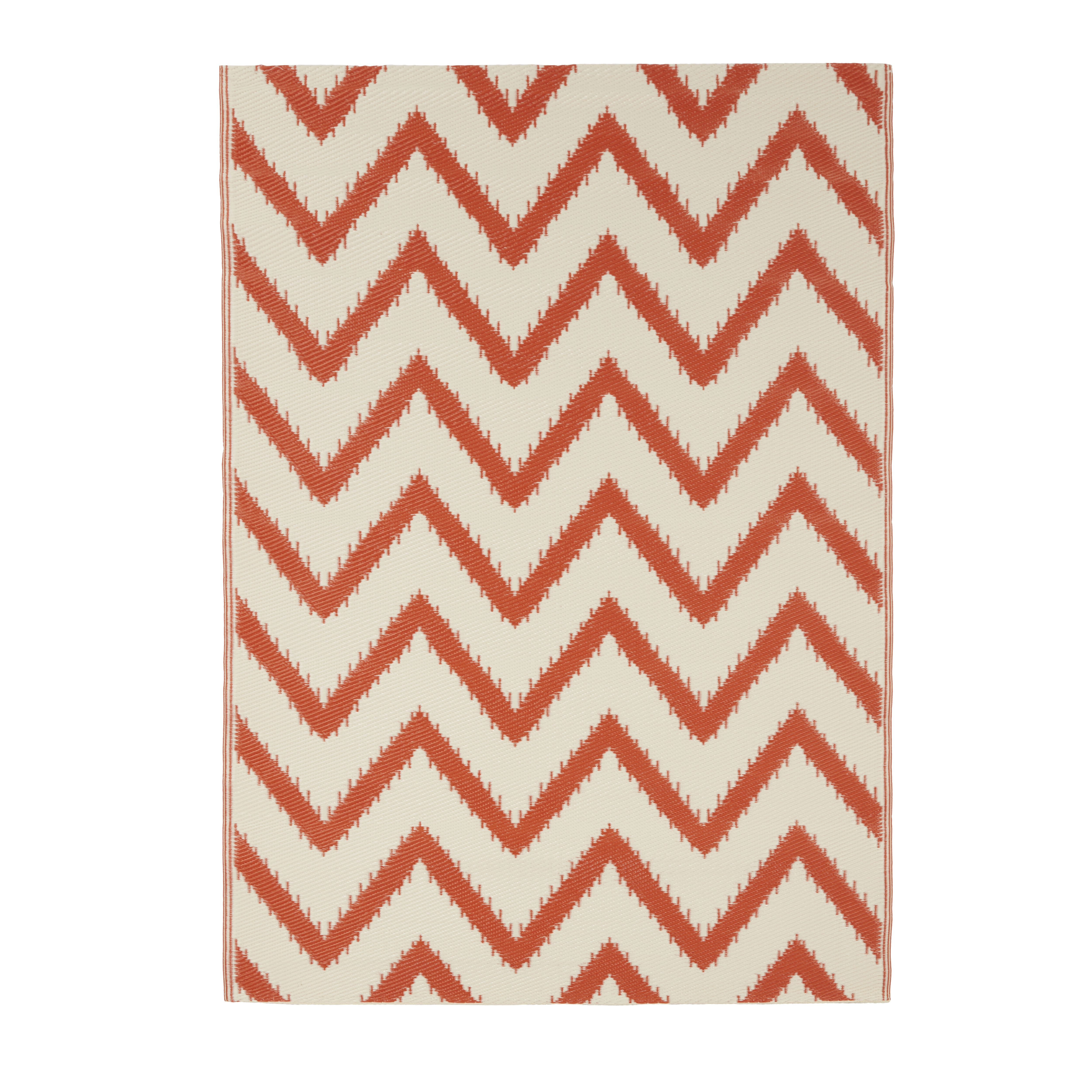 GoodHome Malaita Chevron Mango & Whisper White Outdoor Rug 170Cmx120Cm Price Comparisons | Compare The Build