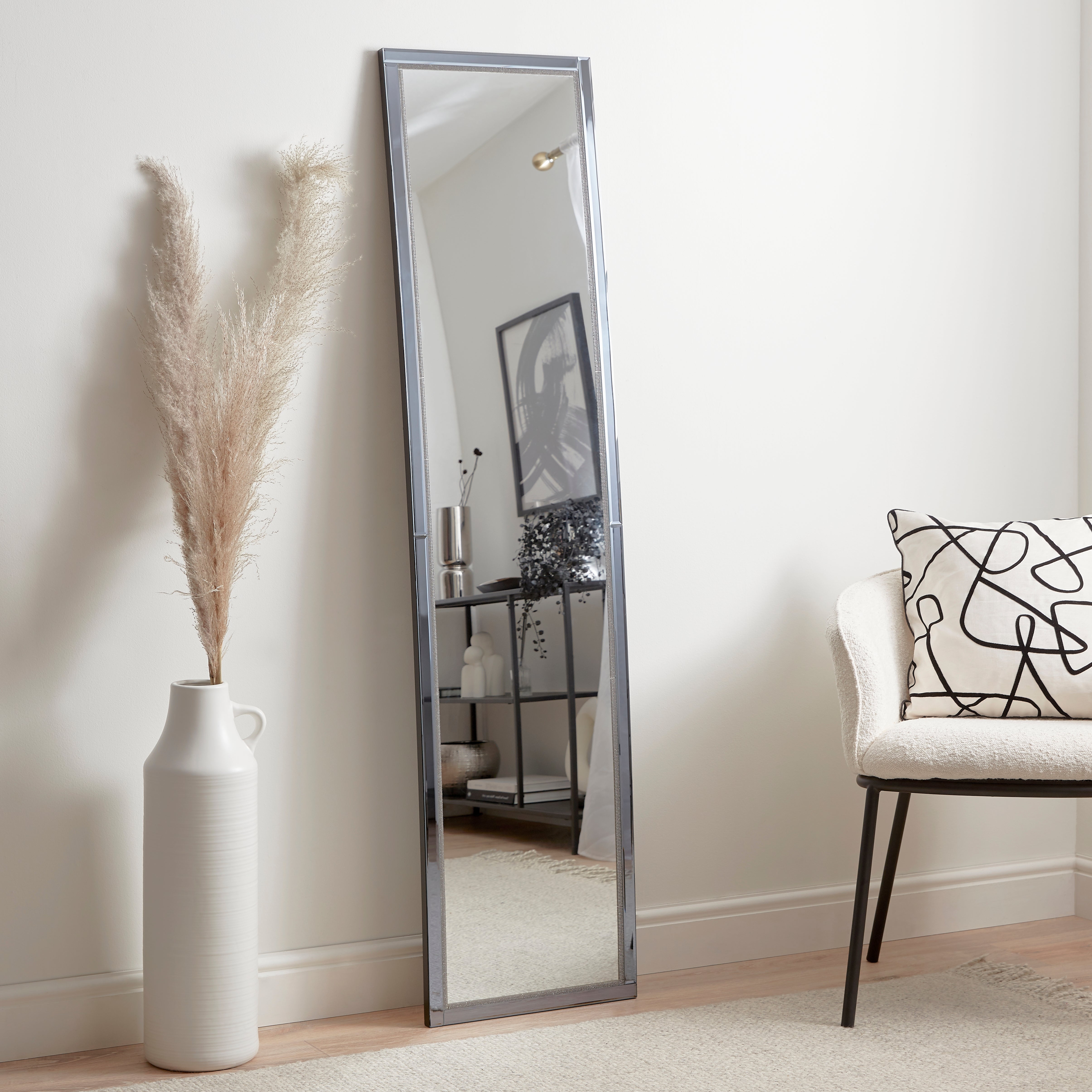 Diamante Smoked Rectangle Full Length Leaner Mirror Clear Price Comparisons | Compare The Build