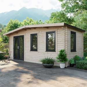 Power Sheds 8 x 18ft Left Hand Door Apex Chalet Log Cabin Price Comparisons | Compare The Build