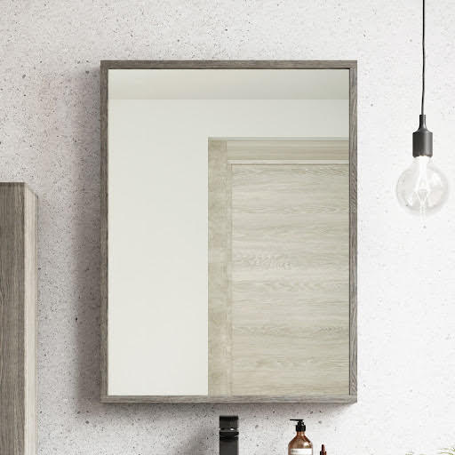 Regis Breeze Grey Oak Framed Bathroom Mirror - 800 x 600mm | Compare The Build