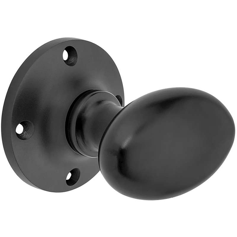 Oval Mortice Knob (Pair) in Black | Compare The Build