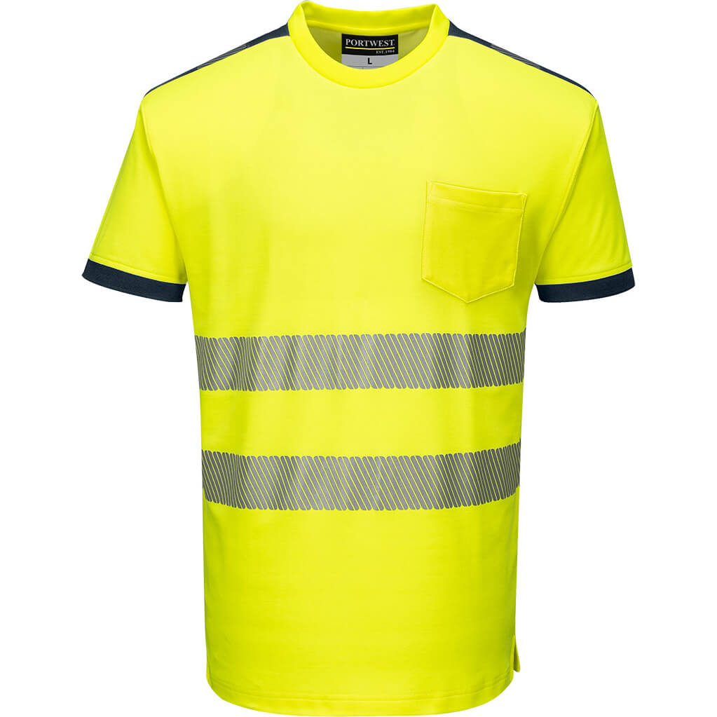 Portwest PW3 Hi Vis T Shirt Yellow / Navy S Price Comparisons | Compare The Build