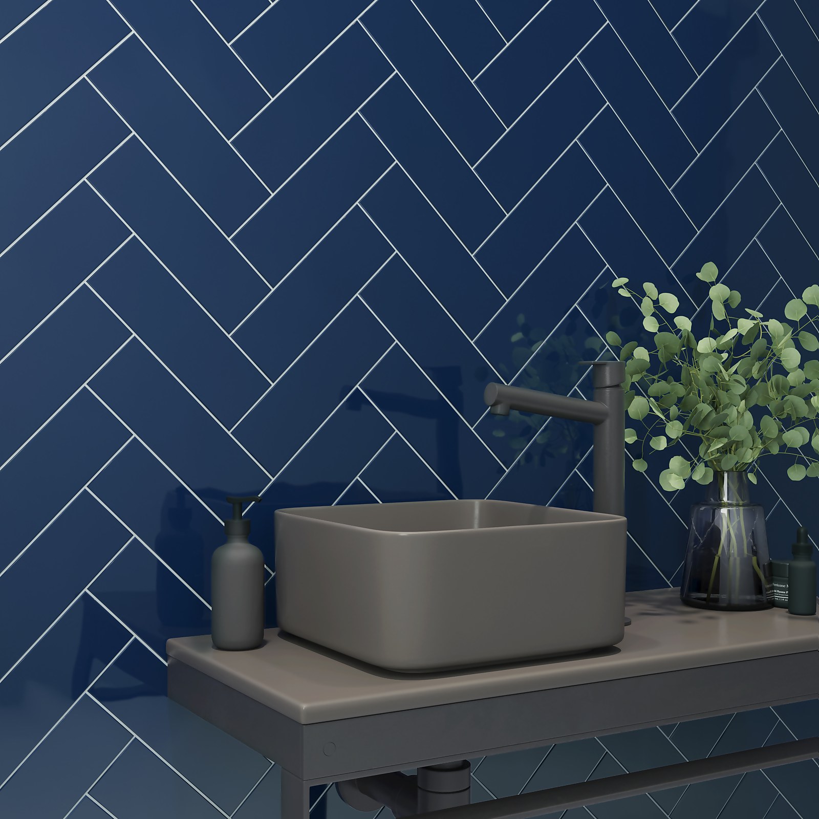 Camden Navy Ceramic Wall Tile 100 x 300mm Price Comparisons | Compare The Build