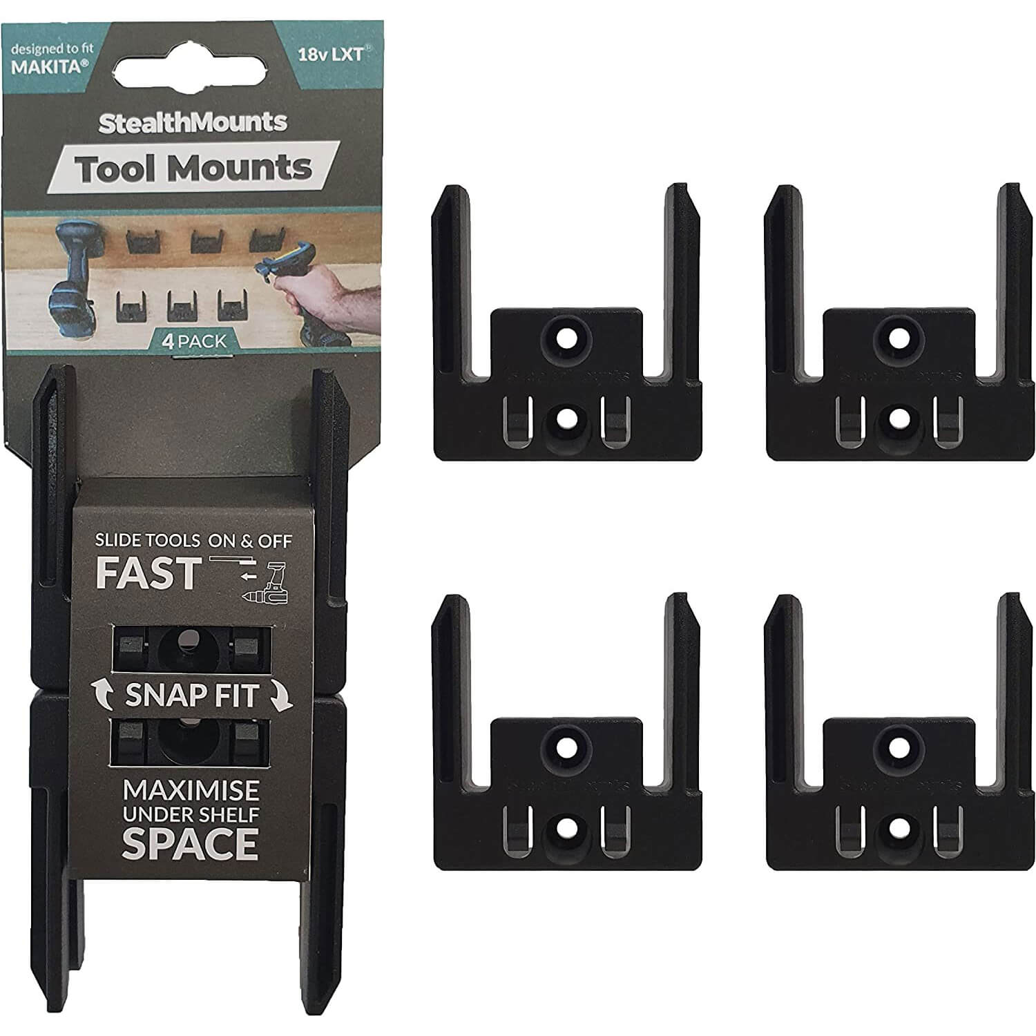 Stealth Mounts 4 Pack Tool Mounts For Makita 18V LXT Tools Black Price Comparisons | Compare The Build