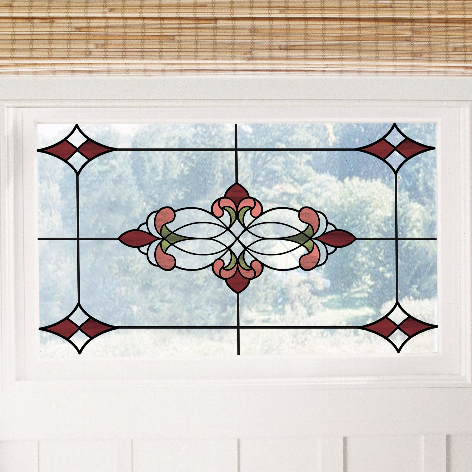 Red Vineyard Static Stained Glass Decal Red/Pink/Green Price Comparisons | Compare The Build