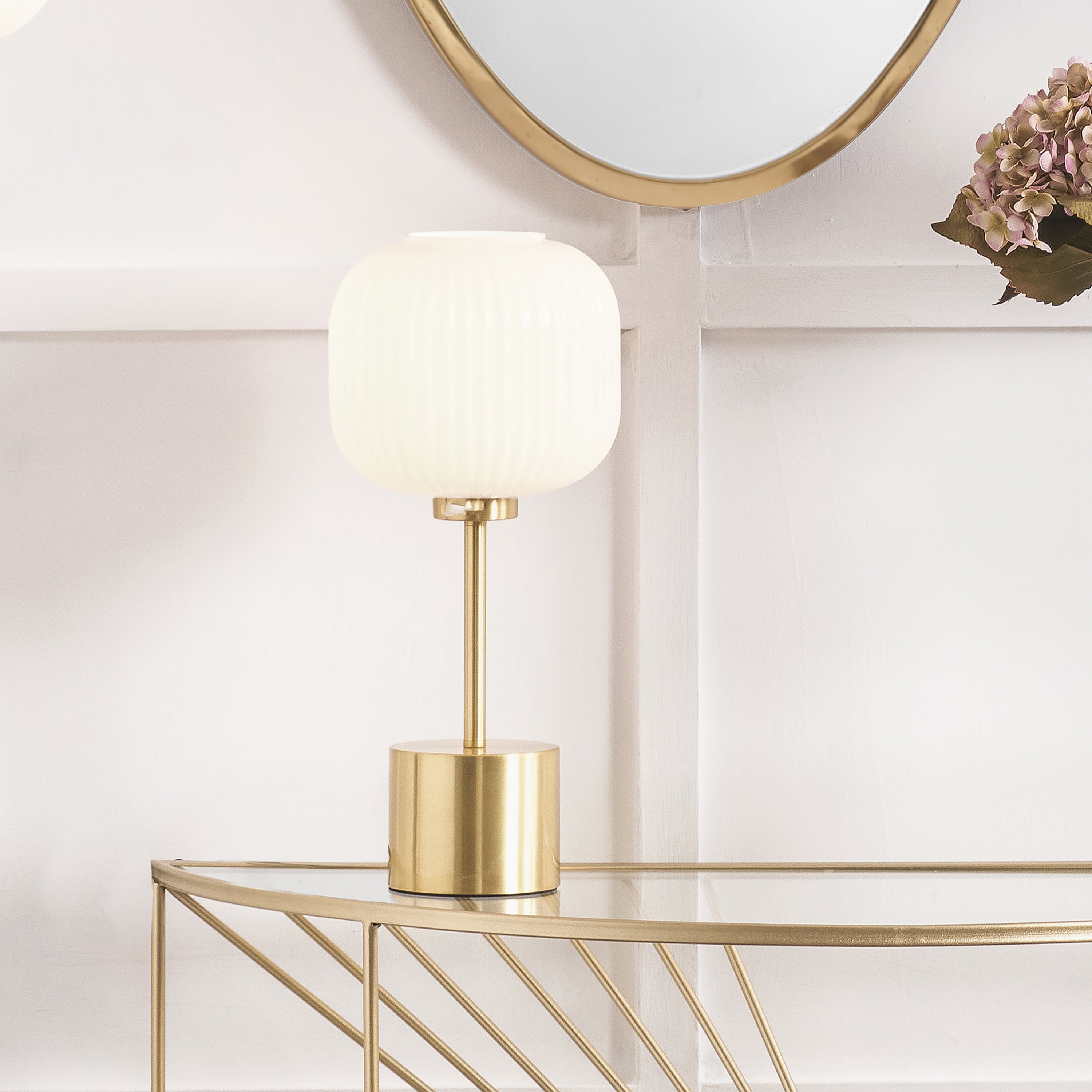 Bella Ribbed Glass Squoval Table Lamp Gold Price Comparisons | Compare The Build