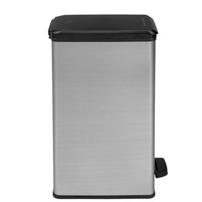 Curver Deco Slim Stainless Steel Effect Plastic Rectangular Kitchen Pedal Bin, 40L | Compare The Build