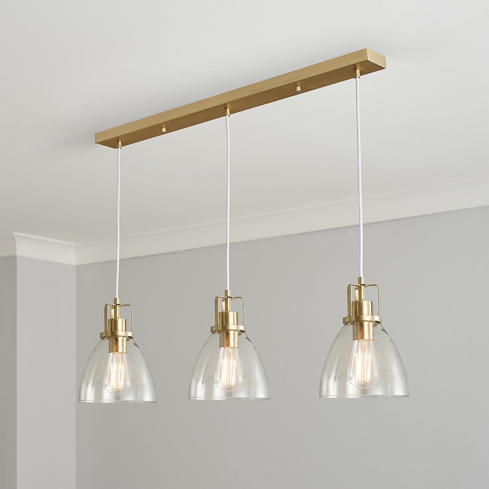 Berkeley 3lt Diner Pendant Ceiling Light - Satin Brass Price Comparisons | Compare The Build