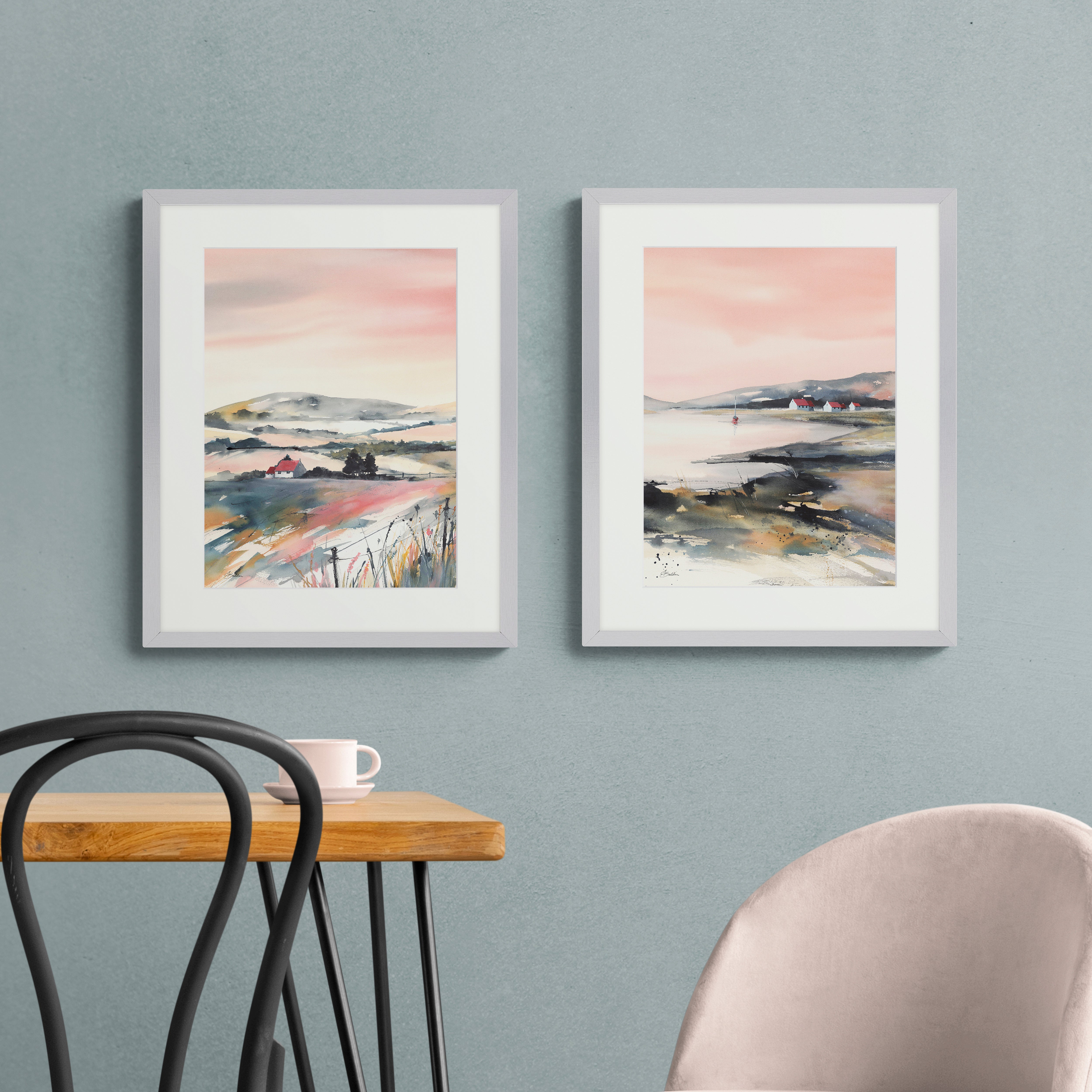 Windswept Hill by Elizabeth Baldin Set of 2 Framed Prints Pink | Compare The Build