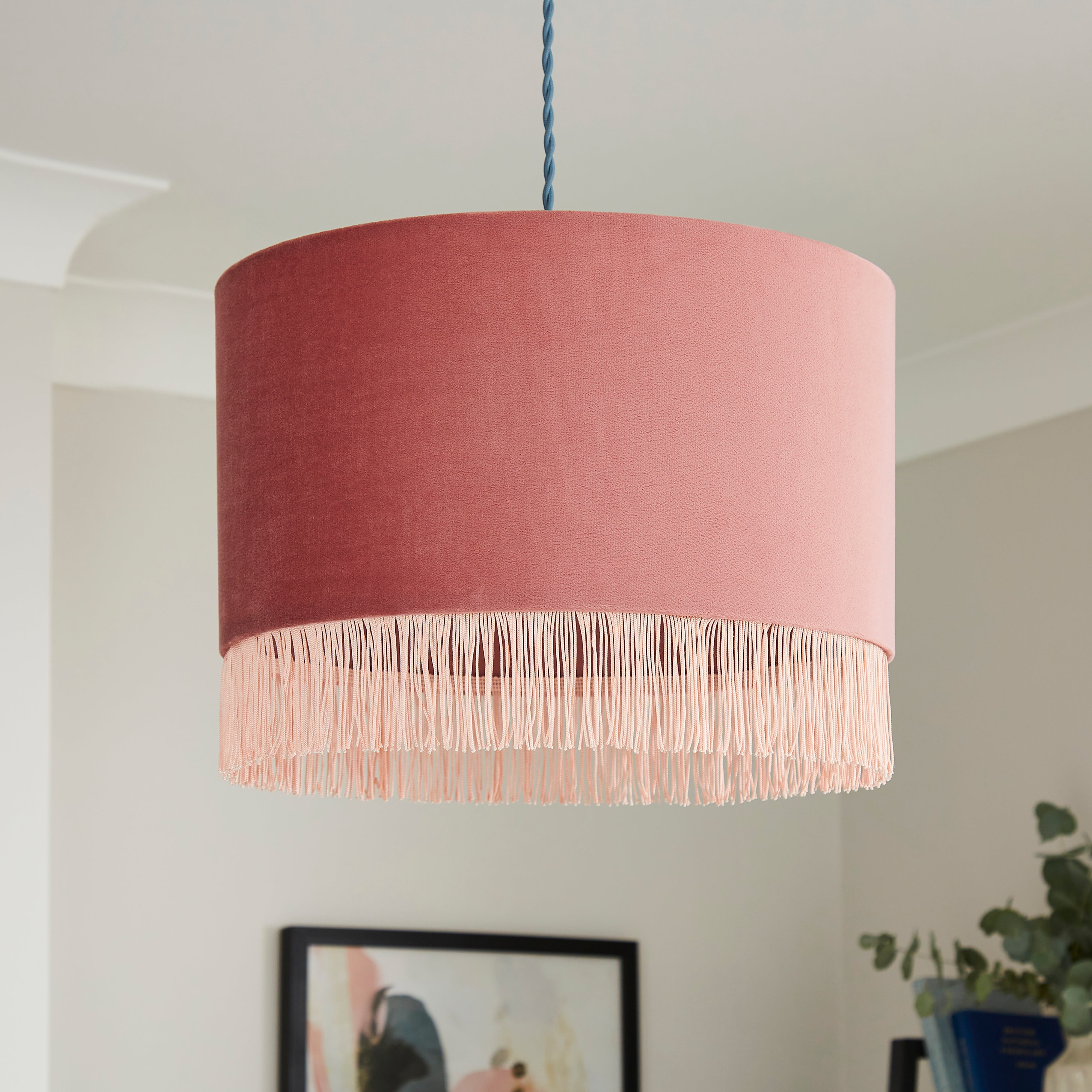 Fringed Velvet Drum Lamp Shade Pink Price Comparisons | Compare The Build