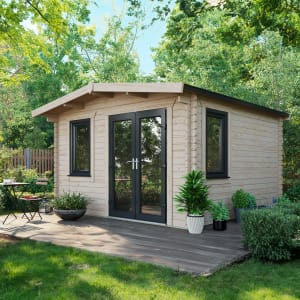 Power Sheds Right Hand Door Apex Chalet Log Cabin, in Natural, Wood, Size: 12x12ft Price Comparisons | Compare The Build