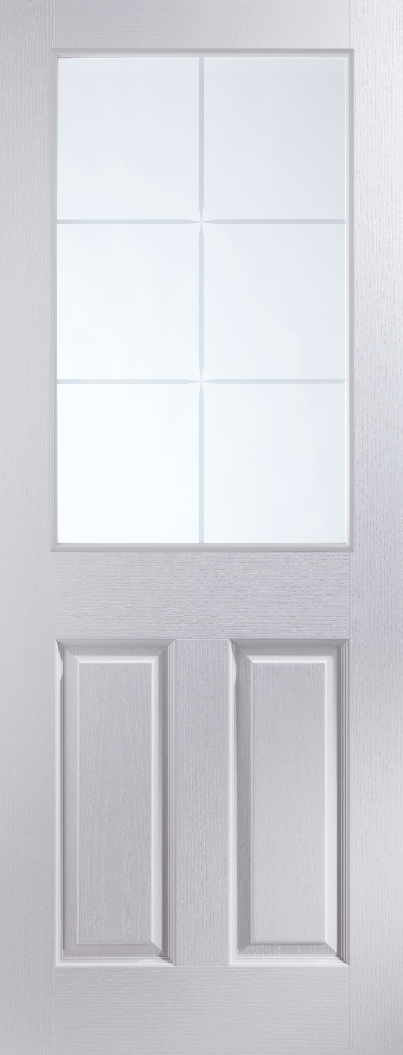 Geom 2 Panel 6 Lite Glazed White Internal Door, (H)1981mm (W)762mm (T)35mm Price Comparisons | Compare The Build