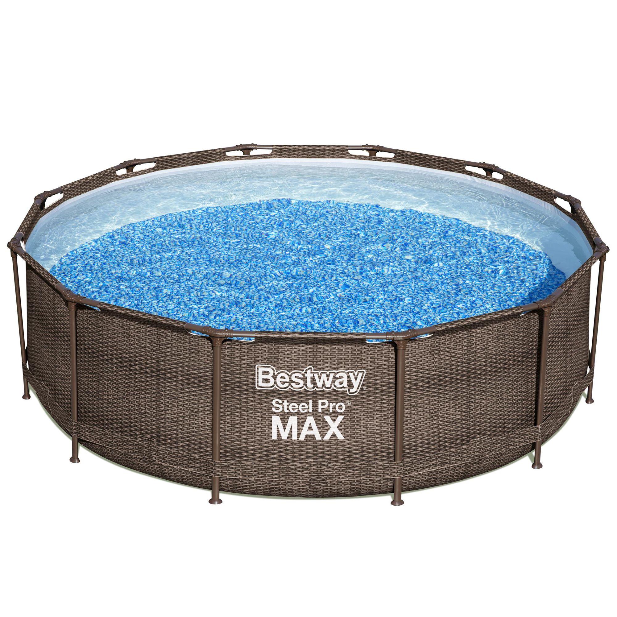 Bestway Steel Pro MAX Round Frame Complete Pool Set Rattan Look - Brown Price Comparisons | Compare The Build