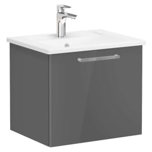 VitrA Root Storm Grey Wall Hung Vanity Unit & Basin - 600 x 415mm Price Comparisons | Compare The Build