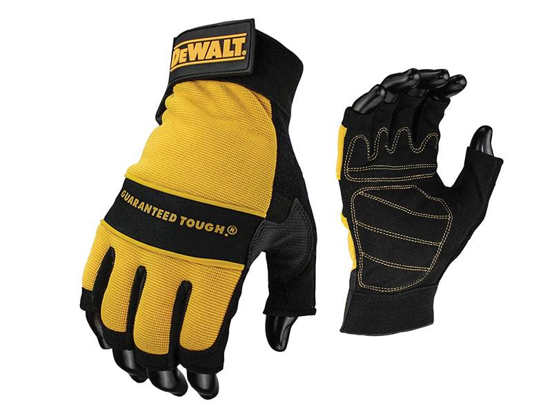 DEWALT DEWPERFORM4 Fingerless Synthetic Padded Leather Palm Gloves - Large | Compare The Build