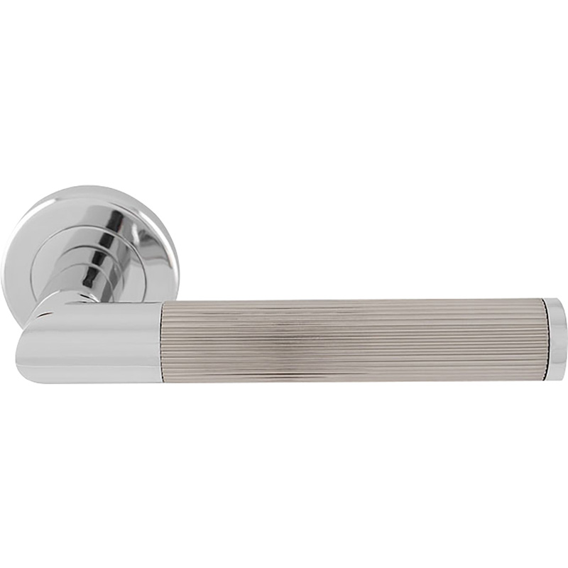 Serozzetta Trend Lines Lever On Rose Door Handles Polished / Satin Chrome (Pair) in Silver | Compare The Build