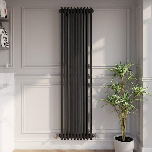 Park Lane Traditional Vertical Colosseum Triple Bar Column Radiator Black - 1800 x 470mm | Compare The Build