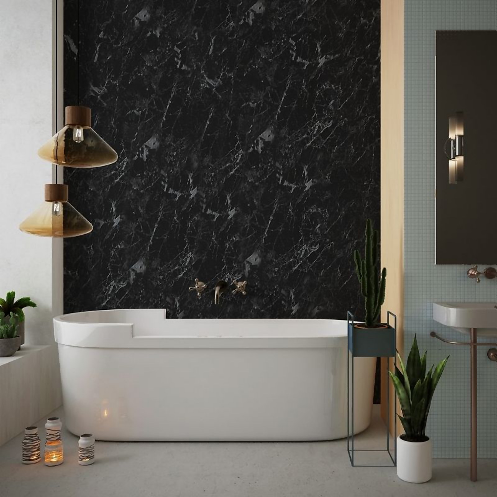 Panel Company Large Black Marble Shower Panel | Compare The Build