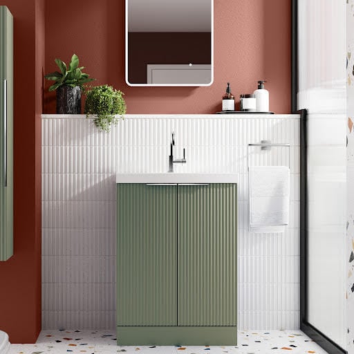 Regis Fluted Freestanding Green Vanity Unit - 500mm Price Comparisons | Compare The Build