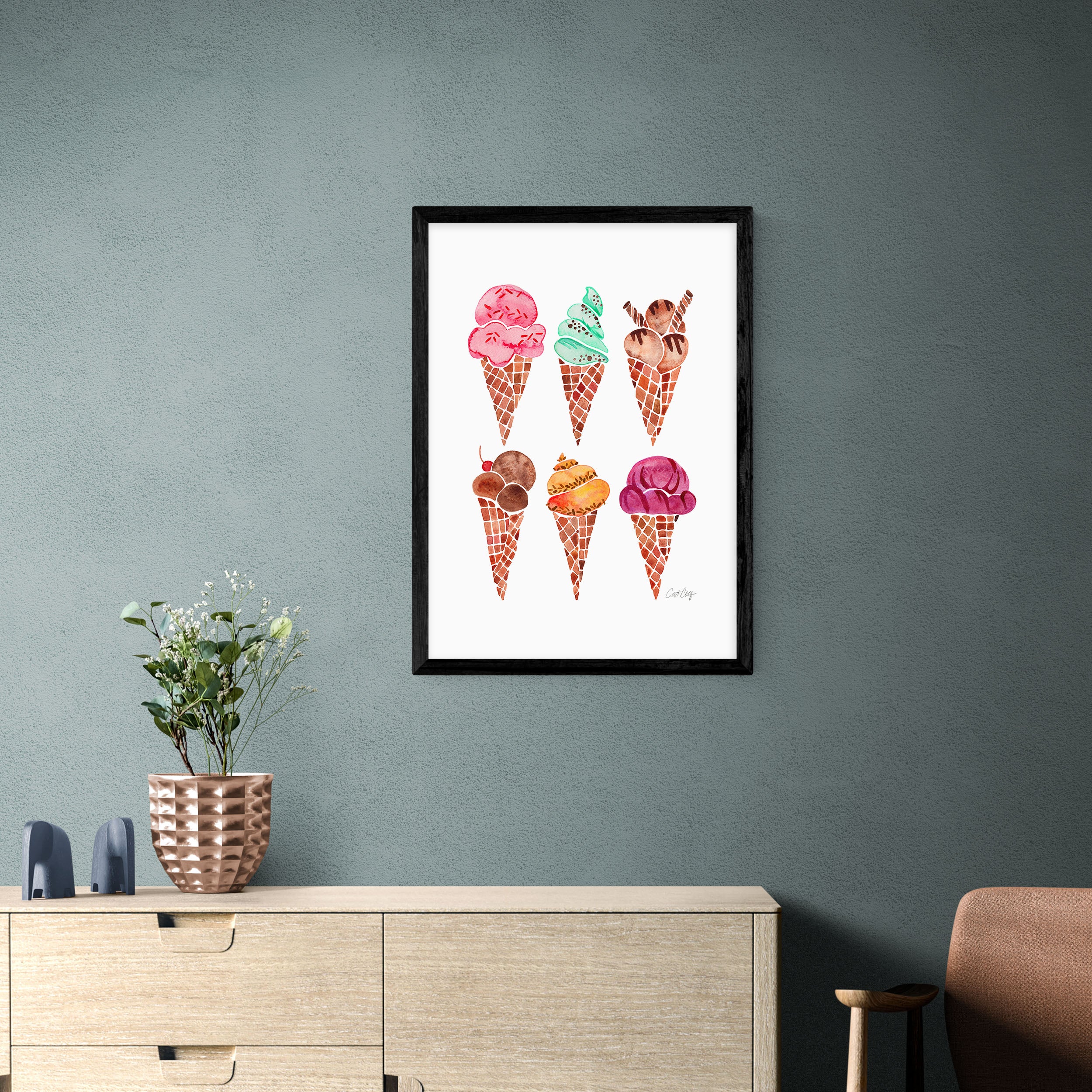 East End Prints Rainbow Ice Cream Cones Print MultiColoured Price Comparisons | Compare The Build