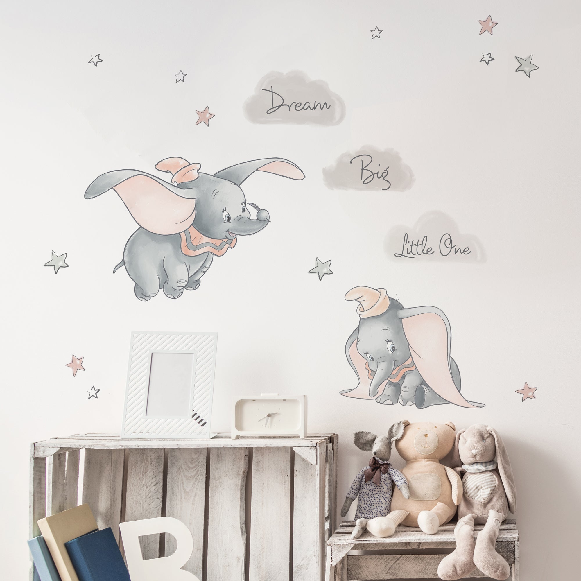 Disney Dumbo Wall Stickers Grey/White/Pink Price Comparisons | Compare The Build