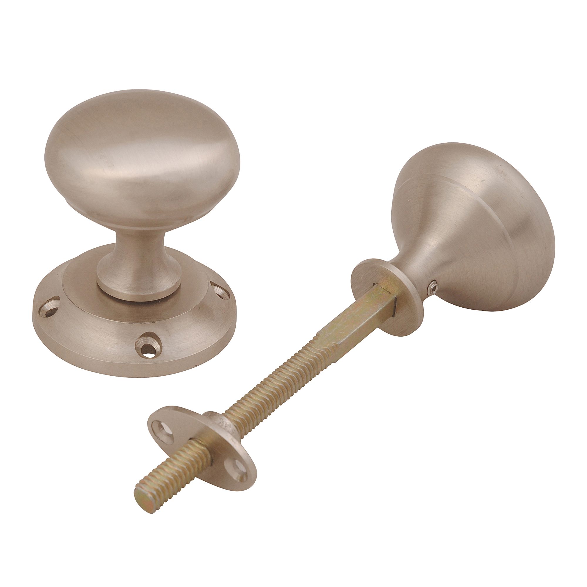 Satin Nickel Effect Zamac Round Door Knob (Dia)54mm, Pair Price Comparisons | Compare The Build