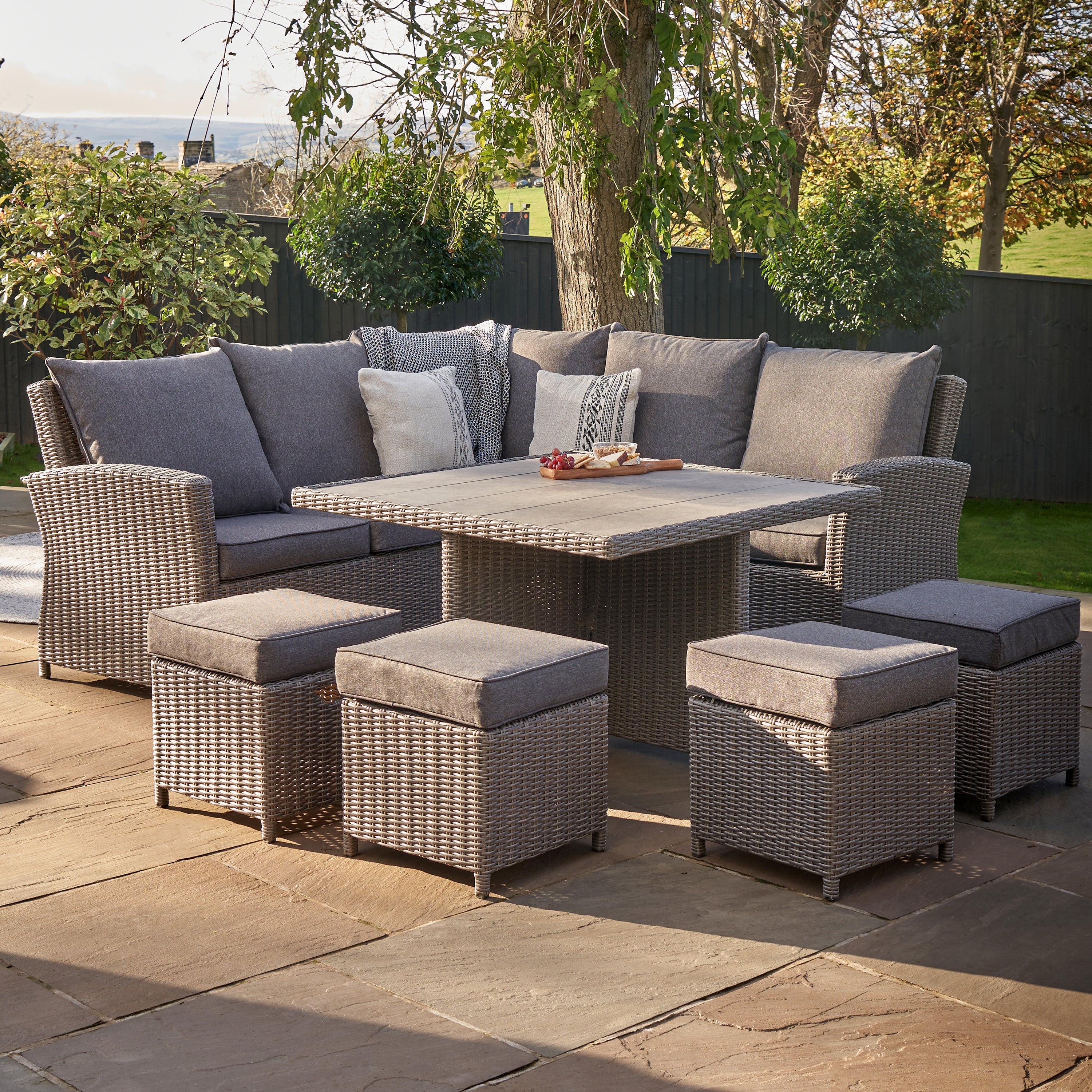 Barbados Rattan Square Corner Seating Set Slate (Grey) Price Comparisons | Compare The Build