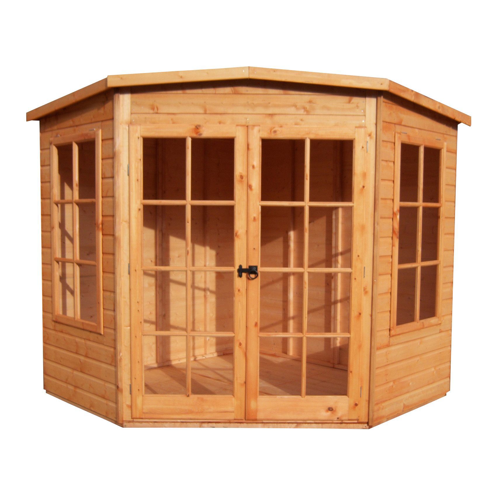 Shire Hampton 8X8 Toughened Glass Pent Shiplap Wooden Summer House - Assembly Service Included | Compare The Build