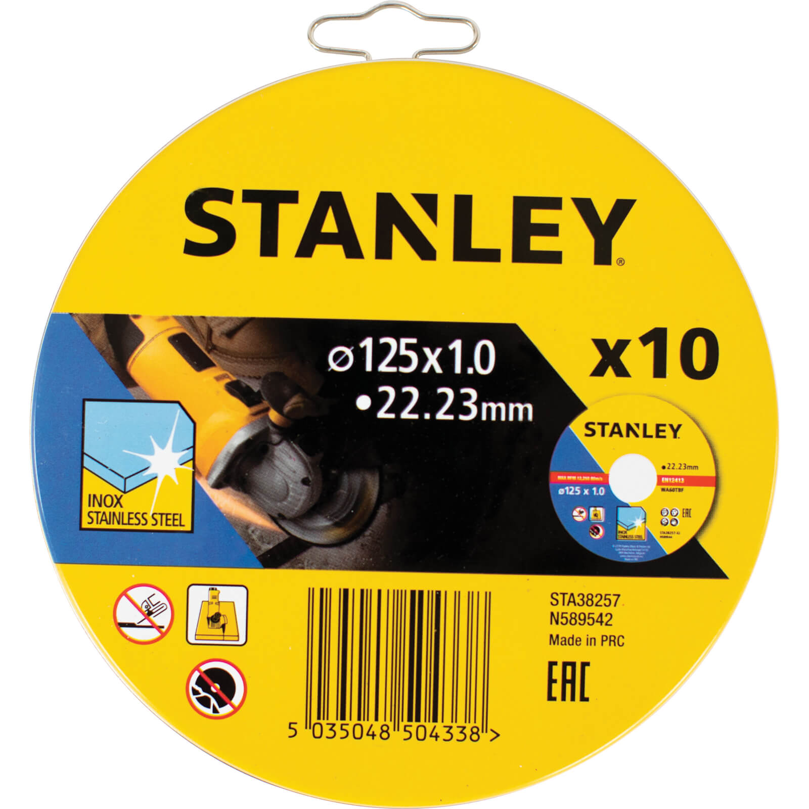 Stanley Inox Stainless Steel Cutting Discs in Tin 125mm 1mm Pack of 10 Price Comparisons | Compare The Build