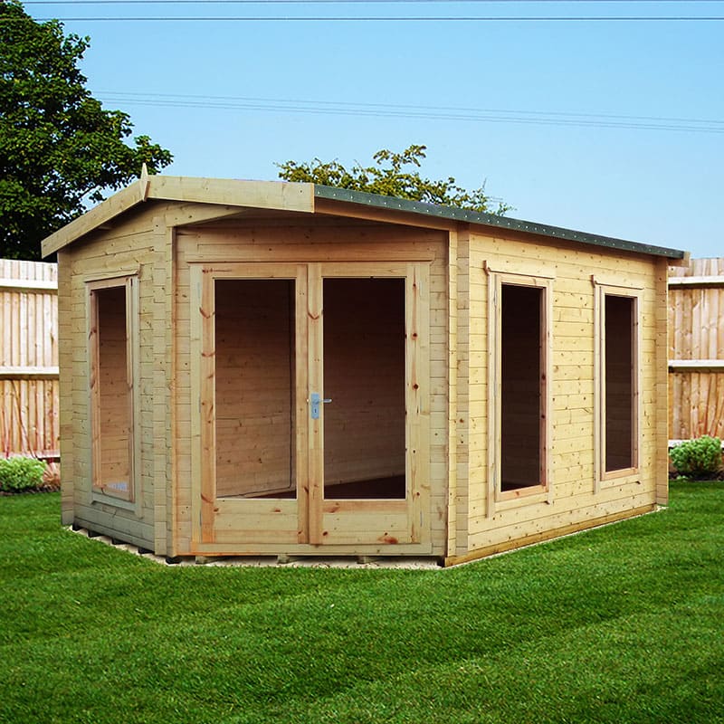 Shire Rivington 4.3m x 3m Corner Log Cabin (28mm) Price Comparisons | Compare The Build