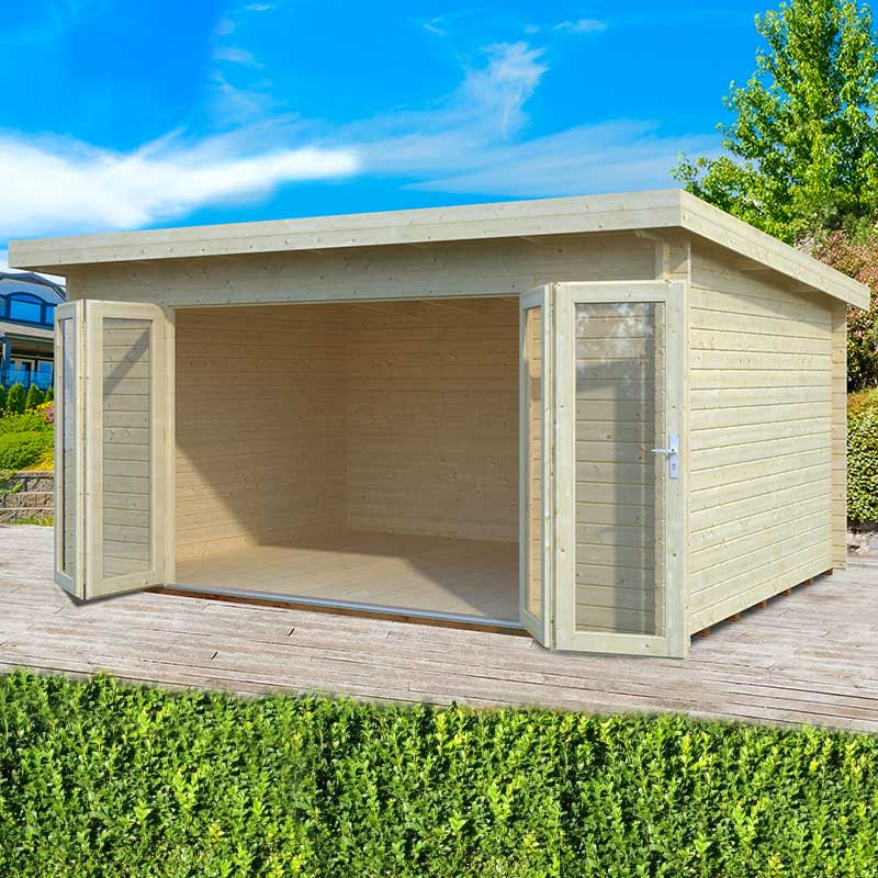 Palmako Lea 4.8m x 3.6m Log Cabin Garden Room (44mm) Price Comparisons | Compare The Build