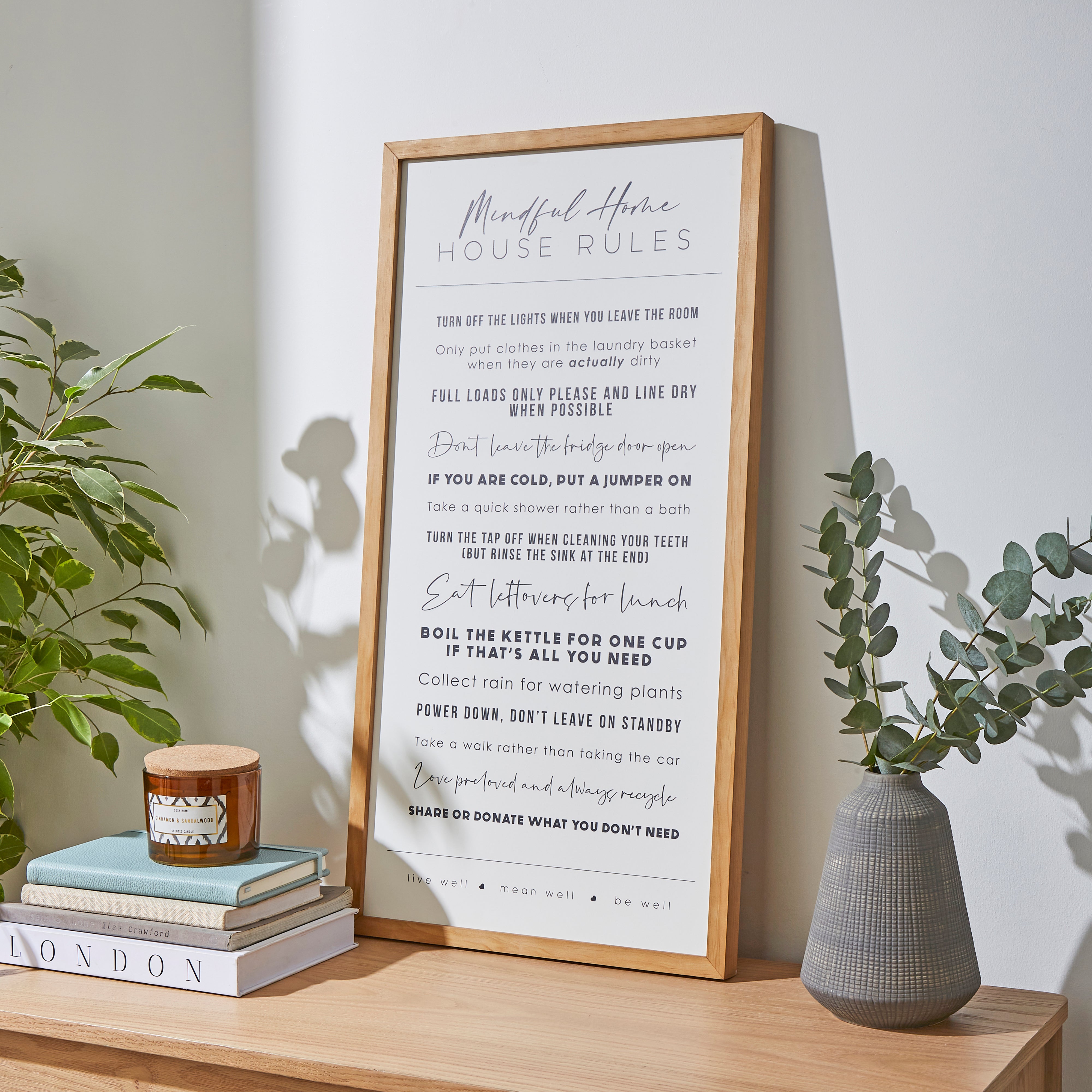 Mindful House Rules Framed Print 70x36cm White Price Comparisons | Compare The Build