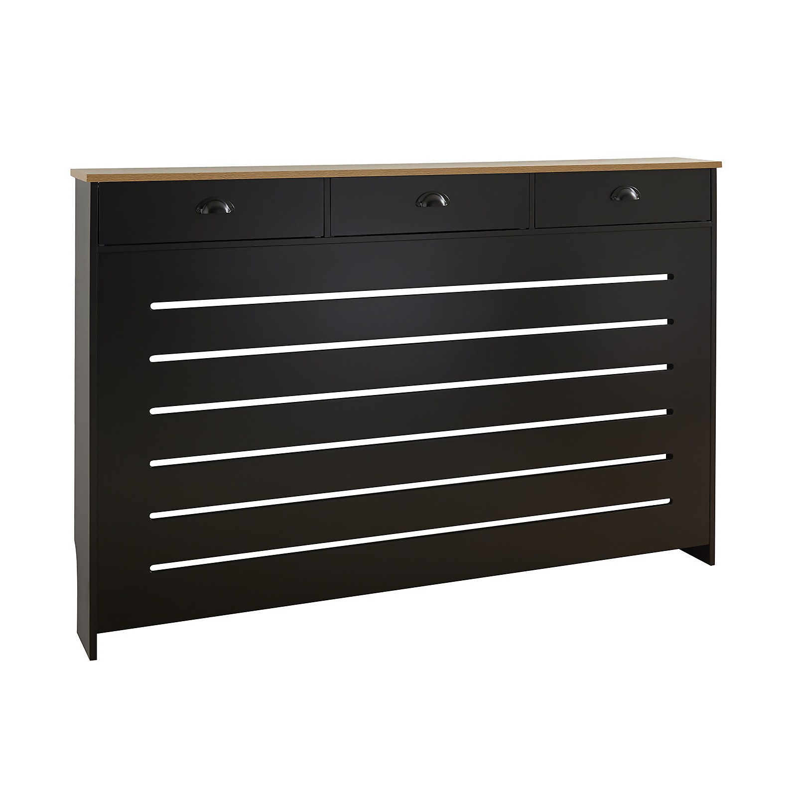 Barnford Large Radiator Cover with Drawers in Black & Oak Effect Price Comparisons | Compare The Build