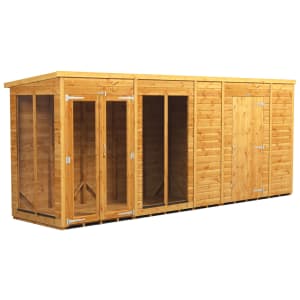 Power Sheds 16 x 4ft Pent Shiplap Dip Treated Summerhouse - Including 6ft Side Store Price Comparisons | Compare The Build