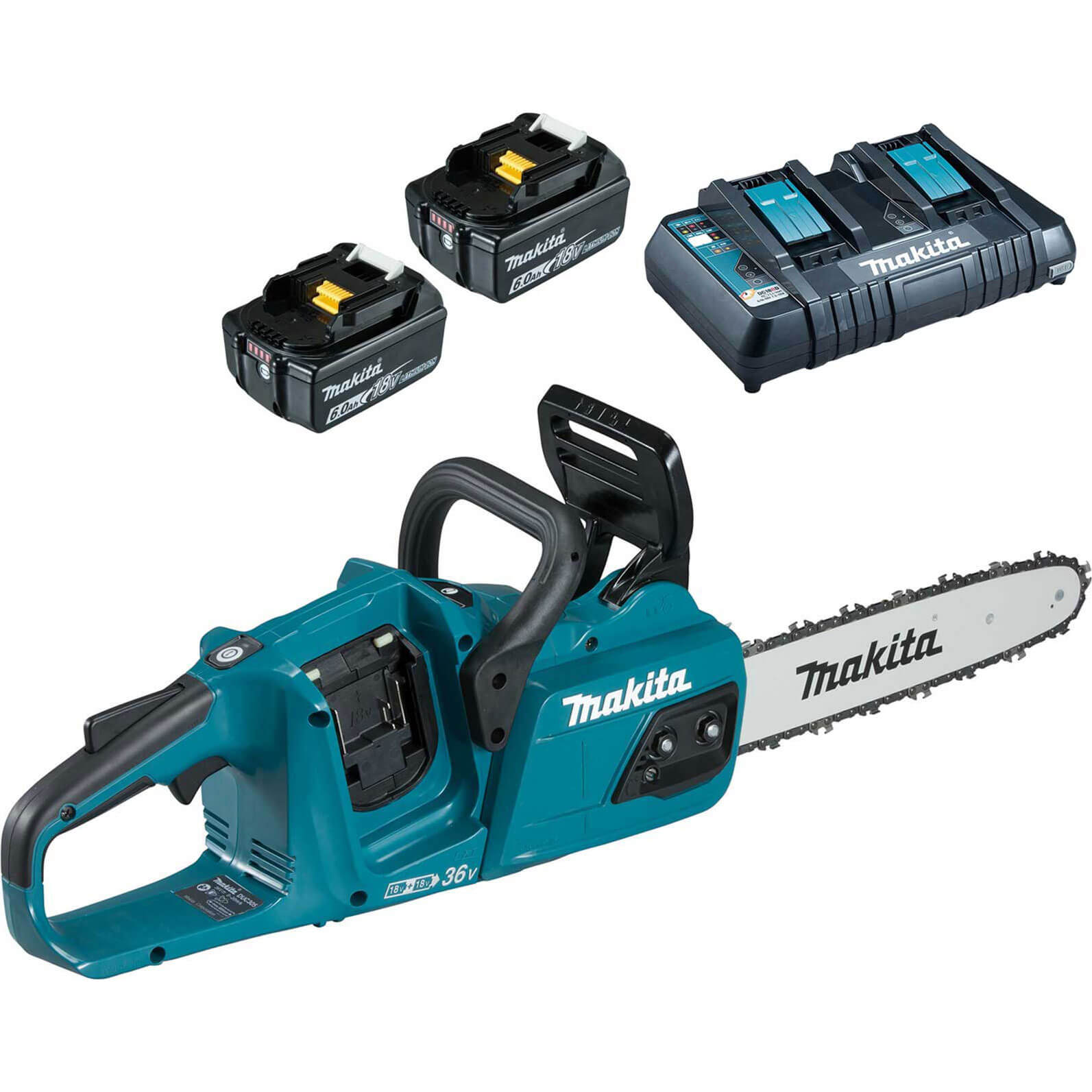 Makita DUC305 Twin 18v LXT Cordless Brushless Chainsaw 300mm 2 x 6ah Li-ion Charger | Compare The Build