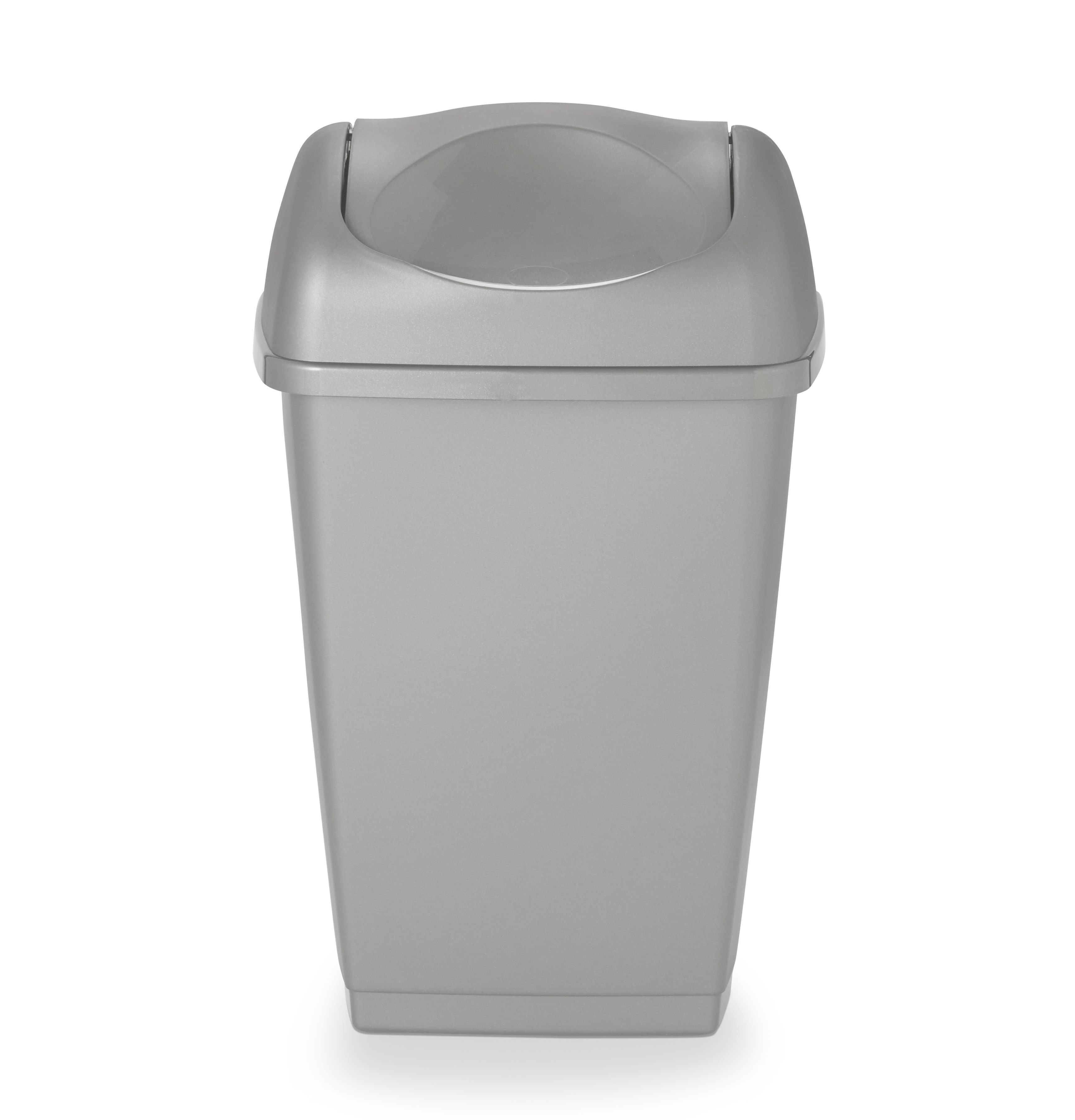 Tazetta Grey Plastic Rectangular Freestanding Kitchen Bin, 40L | Compare The Build