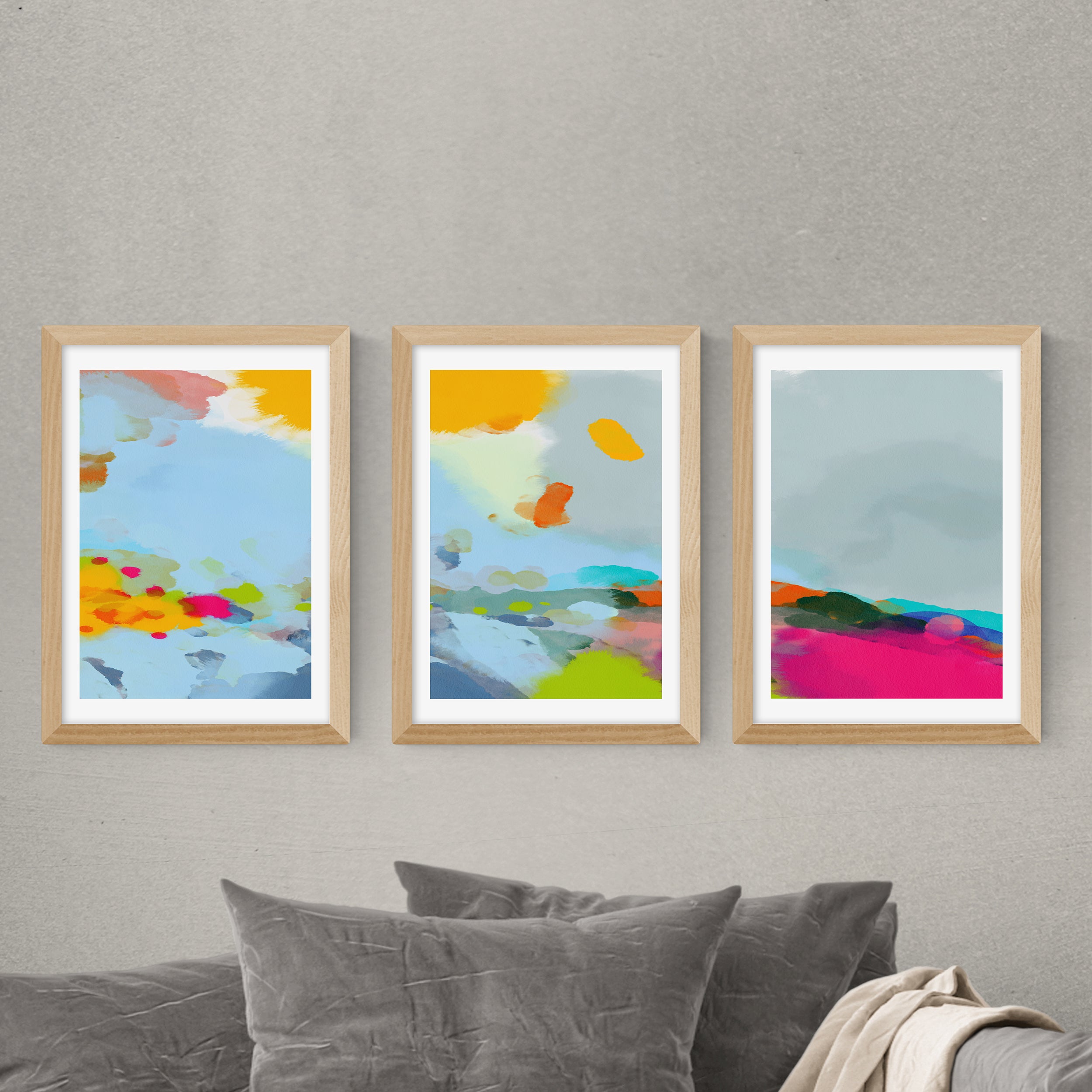 Set of 3 East End Prints Red Poppies Field Abstract Gallery Wall Framed Prints MultiColoured Price Comparisons | Compare The Build